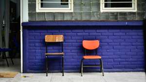 Empty chairs seen outside a classroom.Schools in Mexico
