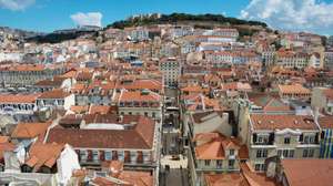 Historic buildings and rooftops in central Lisbon