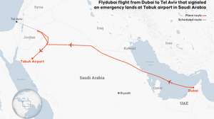 Rota do avião da FlyDubai que tinha Telavive como destino e acabou na Arábia Saudita