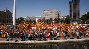 Pp, Vox And Ciudadanos, Participate In A Concentration In Colon (madrid) Against The Pardons To The Prisoners Of The 'proces'.
