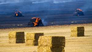 Heat in Germany - Field fire near Hedersleben