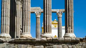 Roman Temple and Hotel Pousada Convento de Evora, Portugal