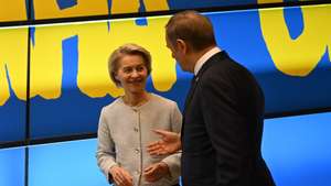 epa11880844 Polish Prime Minister Donald Tusk (R) and European Commission President Ursula von der Leyen (L), after the conclusion of their joint press conference after a meeting with  EU's College of Commissioners at the european solidarnosc centre in Gdansk, northen Poland, 07 February 2025. The talks focused on Polandâ€™s priorities for the presidency of the EU Council under the slogan 'Security, Europe!'.  EPA/ADAM WARZAWA POLAND OUT