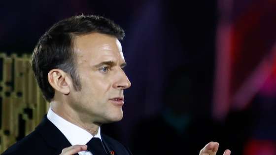 epa11886861 French President Emmanuel Macron delivers a speech during the Artificial Intelligence (AI) Action Summit at the Grand Palais in Paris, France, 10 February 2025. The summit takes place from 10 to 11 February.  EPA/MOHAMMED BADRA