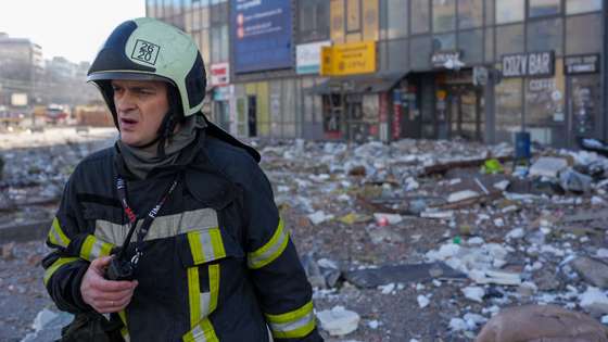 Residential building hit by missile strike in Kyiv