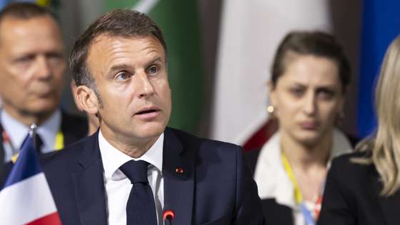 epa11413425 President Emmanuel Macron of France speaks during the opening plenary session of the Summit on Peace in Ukraine, in Stansstad near Lucerne, Switzerland, 15 June 2024. International heads of state gather on 15 and 16 June at the Buergenstock Resort in central Switzerland for the two-day Summit on Peace in Ukraine.  EPA/URS FLUEELER / POOL                       EDITORIAL USE ONLY  EDITORIAL USE ONLY