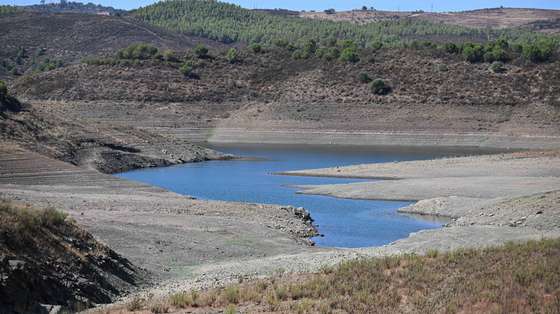Barragem do Belhiche com pouca água devido às consequências da seca que afeta o baixo Guadiana, Castro Marim, 11 de agosto de 2022. (ACOMPANHA TEXTO DE 12-08-22) LUÍS FORRA/LUSA