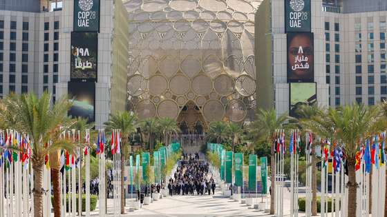 epa11005302 A handout photo made available by the UN Press Office shows leaders walk after a family photo session at the UN Climate Change Conference COP28, in Dubai, United Arab Emirates, 01 December 2023. The 2023 United Nations Climate Change Conference (COP28), runs from 30 November to 12 December, and is expected to host one of the largest number of participants in the annual global climate conference as over 70,000 estimated attendees, including the member states of the UN Framework Convention on Climate Change (UNFCCC), business leaders, young people, climate scientists, Indigenous Peoples and other relevant stakeholders will attend.  EPA/NEVILLE HOPWOOD/ UN PRESS OFFICE / HANDOUT  HANDOUT EDITORIAL USE ONLY/NO SALES HANDOUT EDITORIAL USE ONLY/NO SALES