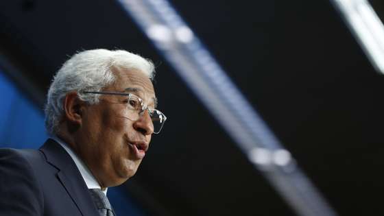 epa09300916 Portugal's Prime Minister Antonio Costa speaks at a news conference after European Union leaders meeting in Brussels, Belgium, 25 June 2021.  EPA/JOHANNA GERON / POOL