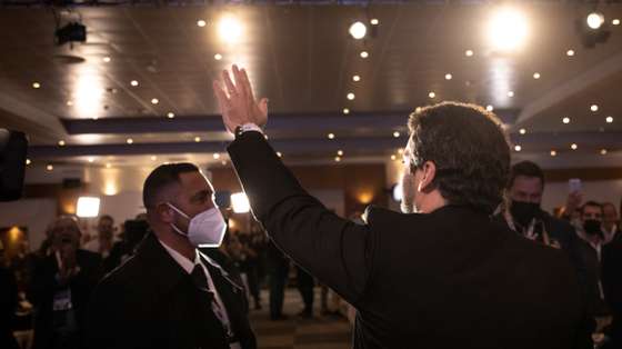 CONGRESSO DO CHEGA: Chegada de André Ventura, líder do partido Chega ao 4º Congresso do partido em Viseu. 26 de Novembro de 2021 TOMÁS SILVA/OBSERVADOR