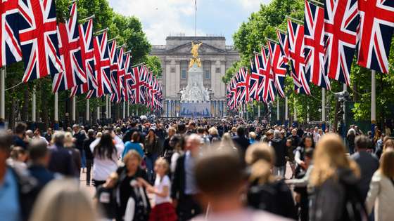Preparations Are Made Around London For Queen Elizabeth II's Platinum Jubilee