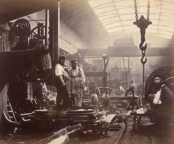 The shipbuilding and engineering workshop and dry dock of the Thames Iron Works, London.   (Photo by Hulton Archive/Getty Images)