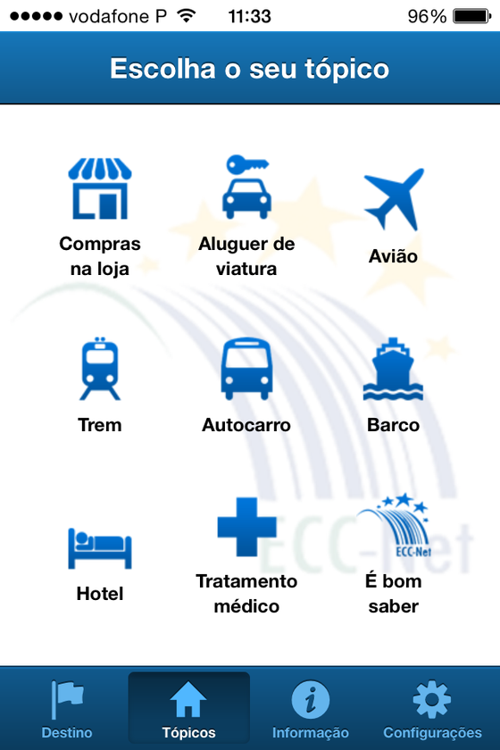 Ecr&Atilde;&pound; que permite aceder a informa&Atilde;&sect;&Atilde;&pound;o sobre v&Atilde;&iexcl;rios t&Atilde;&sup3;picos de poss&Atilde;&shy;veis reclama&Atilde;&sect;&Atilde;&micro;es