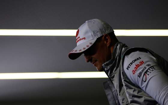 HOCKENHEIM, GERMANY - JULY 19:  Michael Schumacher of Germany and Mercedes GP attends the press conference during previews to the German Grand Prix at Hockenheimring on July 19, 2012 in Hockenheim, Germany.  (Photo by Vladimir Rys/Getty Images)