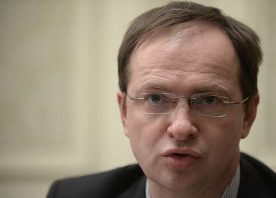 A picture taken on October 15, 2013, shows Russian Culture Minister Vladimir Medinsky speaking during his interview with AFP at his office in Moscow. AFP PHOTO / ALEXANDER NEMENOV        (Photo credit should read ALEXANDER NEMENOV/AFP/Getty Images)