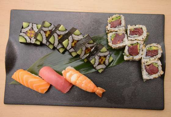 NEW YORK, NY - OCTOBER 19:  Food on display at Master Sushi Rolling Class With Morimoto during Food Network New York City Wine & Food Festival Presented By FOOD & WINE at Bank of America Building on October 19, 2014 in New York City.  (Photo by Noam Galai/Getty Images for NYCWFF)