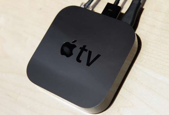 SAN FRANCISCO - SEPTEMBER 01: The new smaller version of Apple TV is displayed at an Apple Special Event at the Yerba Buena Center for the Arts September 1, 2010 in San Francisco, California. Apple CEO Steve Jobs announced upgraded versions of the entire iPod line, including an iPod Touch that includes a camera and smaller version of Apple TV. (Photo by Justin Sullivan/Getty Images)