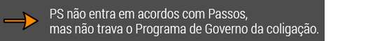 PS nÃ£o entra em acordos com Passos mas nÃ£o trava o Programa de Governo da coligaÃ§Ã£o