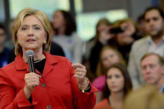 MANCHESTER, NH - OCTOBER 5: Democratic Presidential candidate Hillary Clinton speaks at a town hall event at Manchester Community College October 5, 2015 in Manchester, New Hampshire. Clinton discussed proposals to address gun violence in the United States. (Photo by Darren McCollester/Getty Images)