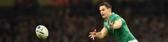 Ireland's fly half Jonathan Sexton passes the ball during a Pool D match of the 2015 Rugby World Cup between France and Ireland at the Millennium Stadium in Cardiff, south Wales, on October 11, 2015. AFP PHOTO / GABRIEL BOUYS RESTRICTED TO EDITORIAL USE, NO USE IN LIVE MATCH TRACKING SERVICES, TO BE USED AS NON-SEQUENTIAL STILLS (Photo credit should read GABRIEL BOUYS/AFP/Getty Images)