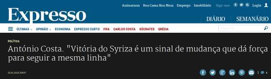 Ant&Atilde;&sup3;nio Costa a 25 de Janeiro de 2015, depois das elei&Atilde;&sect;&Atilde;&micro;es gregas