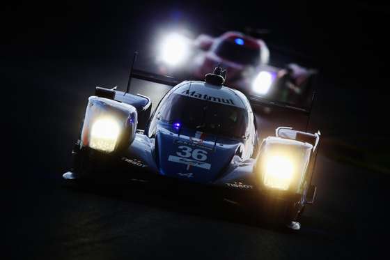 LE MANS, FRANCE - JUNE 16: The Signatech Alpine of Nicolas Lapierre, Gustavo Menezes and Stephane Richelmi drives during qualifying for the Le Mans 24 Hour race at the Circuit de la Sarthe on June 16, 2016 in Le Mans, France. (Photo by Ker Robertson/Getty Images)
