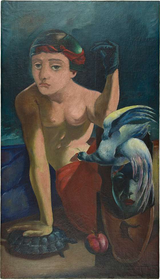 &acirc;Cena com um p&Atilde;&ordf;ndulo&acirc;, de Ant&Atilde;&sup3;nio Dacosta (1941). Esta foi a &Atilde;&ordm;ltima obra adquirida pela Funda&Atilde;&sect;&Atilde;&pound;o Calouste Gulbenkian.