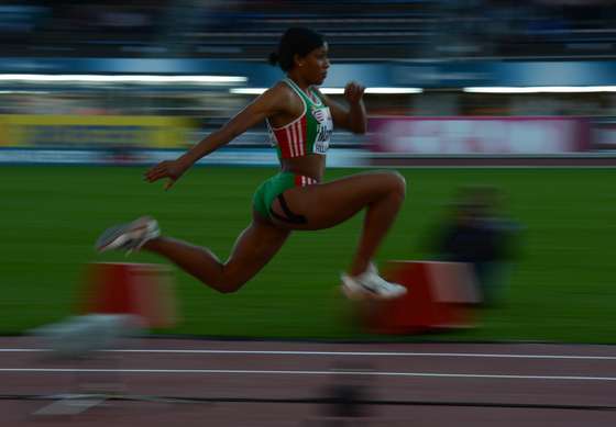 Portugal's Patricia Mamona competes during the women's triple jump final at the 2012 European Athletics Championships at the Olympic Stadium in Helsinki on June 29, 2012. AFP PHOTO / ADRIAN DENNIS (Photo credit should read ADRIAN DENNIS/AFP/GettyImages)