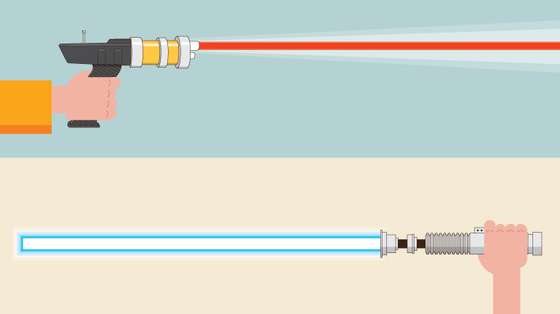 Phaser e Sabre de Luz: um deles mata com mais pinta