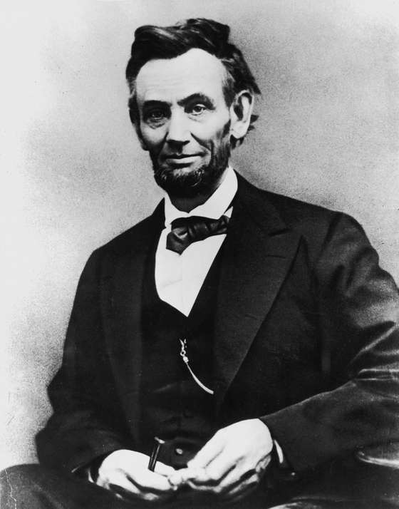 Portrait of American President Abraham Lincoln (1809 - 1865), the sixteenth President of the United States, dressed in a suit and bow tie, April 9, 1865. Five days after this portrait was taken President Lincoln was assassinated by John Wilkes Booth while attending a performance of 'Our American Cousin' at Ford's Theater. (Photo by Alexander Gardner/Getty Images)