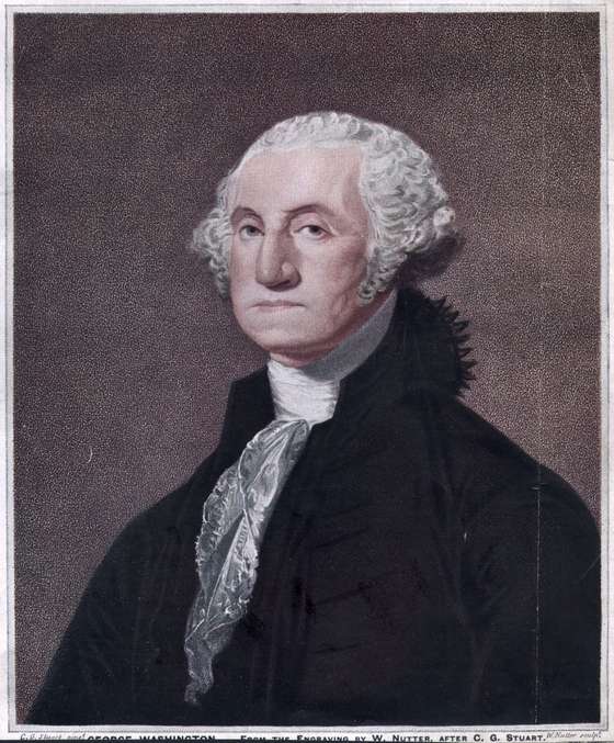 circa 1790: George Washington, the 1st President of the United States of America. Original Publication: From the engraving by W Nutter, after CG Stuart. (Photo by Hulton Archive/Getty Images)