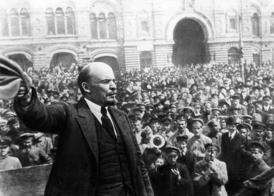 Vladimir Ilyich Lenin (1870 - 1924), Russian revolutionary, making a speech in Moscow. Original Publication: People Disc - HG0194 (Photo by Keystone/Getty Images)