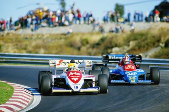 ESTORIL - OCTOBER 21: Lotus driver Ayrton Senna of Brazil in action during the F1 Portuguese Grand Prix held on October 21, 1984 at the Estoril circuit in Portugal. (Photo by Mike Powell/Getty Images)