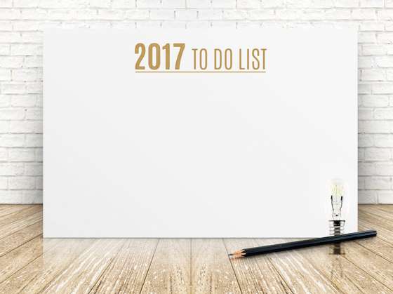 New Year's Day, Wishing, Forecasting, List, To Do List, Blank, Poster, Brick, Light Bulb, Planning, Determination, Aspirations, White, Paper, Wood - Material, Ideas, Business, Indoors, Horizontal, Flooring, Pencil, New Year's Eve, 2017, Mock Up, New Year, Note, 