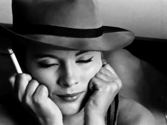 A actriz Jean Seberg no charme mbat&Atilde;&shy;vel de uma fedora em Breathless