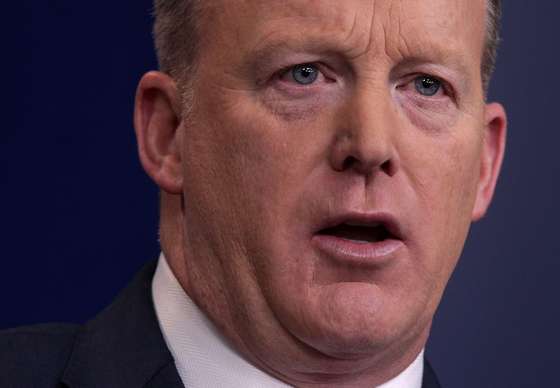 WASHINGTON, DC - JANUARY 23: White House Press Secretary Sean Spicer speaks during a daily briefing at the James Brady Press Briefing Room of the White House January 23, 2017 in Washington, DC. Spicer conducted his first official White House daily briefing to take questions from the members of the White House press corps. (Photo by Alex Wong/Getty Images)