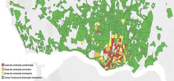 Verde: zona turÃ­stica de exploraÃ§Ã£o sustentÃ¡vel; Amarelo: zonas de contenÃ§Ã£o transigente; Laranja: zonas de contenÃ§Ã£o preventiva; Vermelho: Ã¡rea de contenÃ§Ã£o condicionada