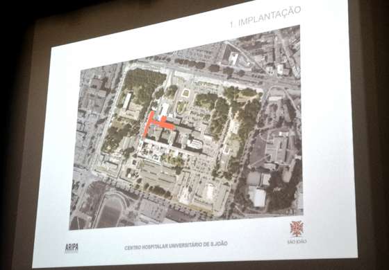 Assinalada a vermelho, a localiza&Atilde;&sect;&Atilde;&pound;o da nova Ala Pedi&Atilde;&iexcl;trica do Hospital de S&Atilde;&pound;o Jo&Atilde;&pound;o