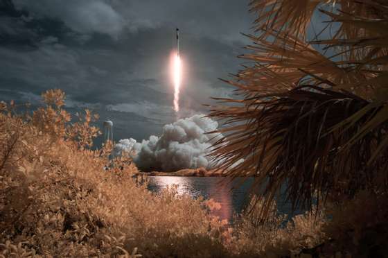 SpaceX Falcon-9 Rocket And Crew Dragon Capsule Launches From Cape Canaveral Sending Astronauts To The International Space Station