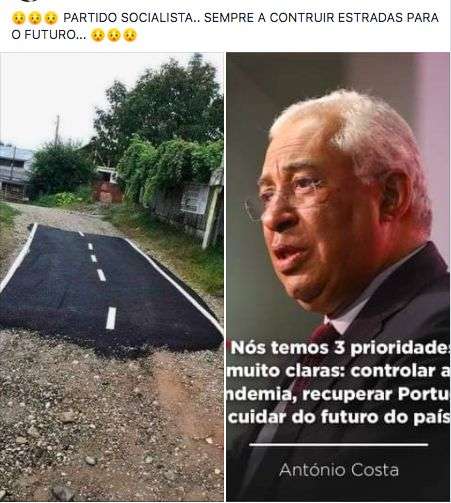 Imagem que atribui obra inacabada a governo do PS