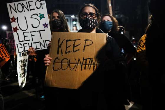 Protestors Hold "Count Every Vote" Protest Rally In Philadelphia