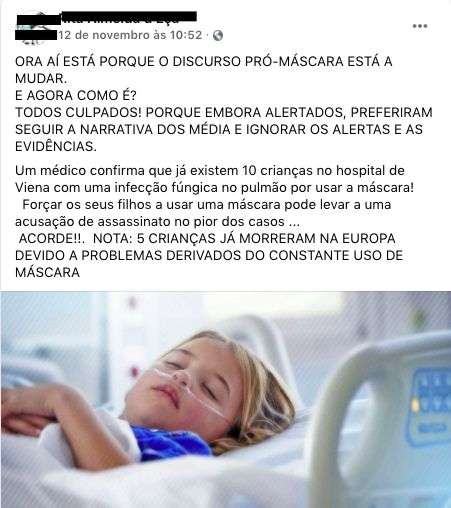 Publica&Atilde;&sect;&Atilde;&pound;o viral alega que existem crian&Atilde;&sect;as hospitalizadas em Viena por causa do uso de m&Atilde;&iexcl;scara.