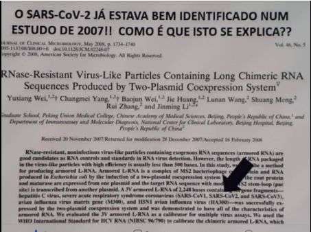 Post viral que alega que o novo coronavÃ­rus surgiu em 2007.