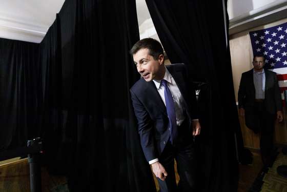 epa08885935 (FILE) - US presidential candidate Pete Buttigieg arrives to hold a town hall with voters at the Merrimack American Legion in Merrimack, New Hampshire, USA, 06 February 2020 (Reissued 15 December 2020). According to repors on 15 December 2020, Fromer Mayor of South Bend, Indiana, Pete Buttigieg is President-elect Joe Biden's pick for Secretary of Transportation. EPA/JUSTIN LANE *** Local Caption *** 55921221