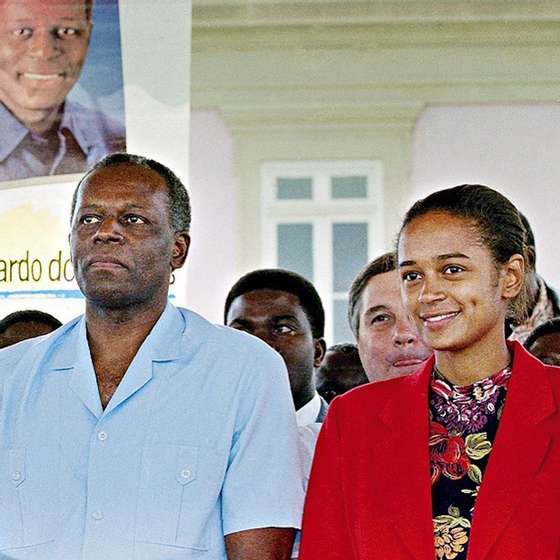 Isabel dos Santos com o pai nos anos 80 (DR)