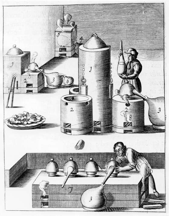 Athanor or 'Slow Harry', a self-feeding furnace maintaining a constant temperature, 1683.