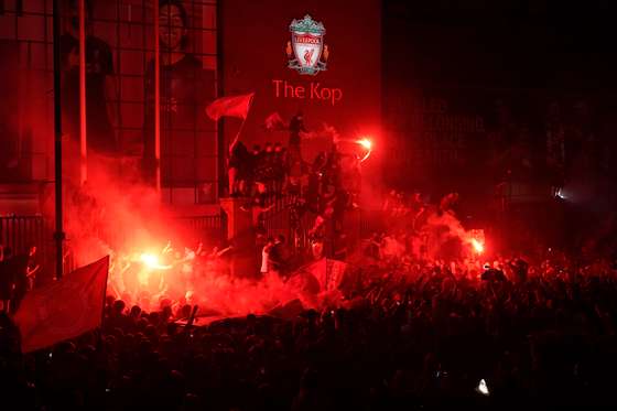 Fans Celebrate Liverpool FC Winning The Premier League Title