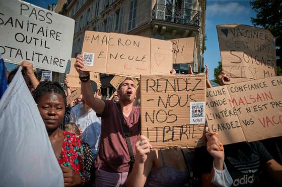 Anti Vaxx Protest Takes Place In Paris