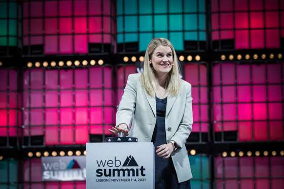 Web Summit: Primeiro dia da Web Summit, no MEO Arena, em Lisboa. Interven&Atilde;&sect;&Atilde;&pound;o de Frances Haugen, The Facebook Whistleblower. Whistleblower Aid Lisboa, 1 de novembro de 2021. JO&Atilde;O PORF&Atilde;RIO/OBSERVADOR