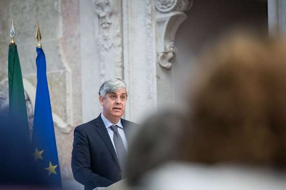Sess&Atilde;&pound;o solene comemorativa do 175.&Acirc;&ordm; anivers&Atilde;&iexcl;rio do Banco de Portugal. Com a presen&Atilde;&sect;a do Governador do Banco de Portugal, M&Atilde;&iexcl;rio Centeno; Presidente do Banco Central Europeu, Christine Lagarde; Primeiro-ministro, Ant&Atilde;&sup3;nio Costa. Cerim&Atilde;&sup3;nia realizou-se no Museu do Dinheiro. Lisboa, 3 de novembro de 2021. JO&Atilde;O PORF&Atilde;RIO/OBSERVADOR